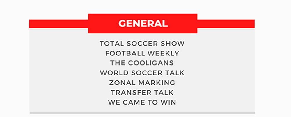 skip to general soccer podcasts