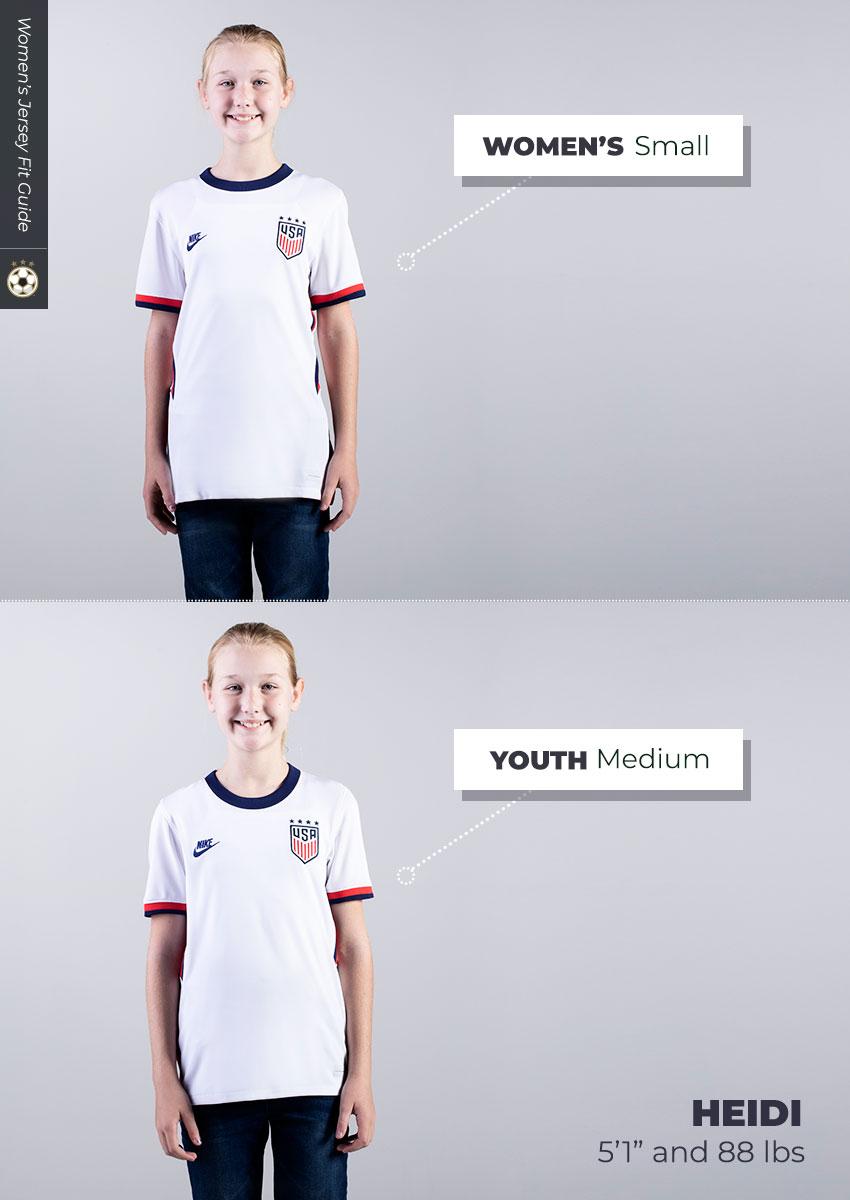 Youth and Womens jersey sizes