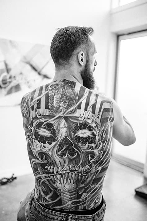 Frei's ink on the back
