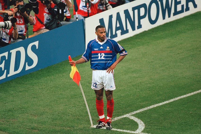 thierry henry poses at the 98 world cup