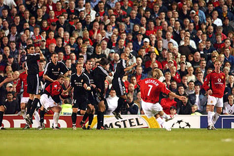 David Beckham wore 7 as a right winger in his manchester days