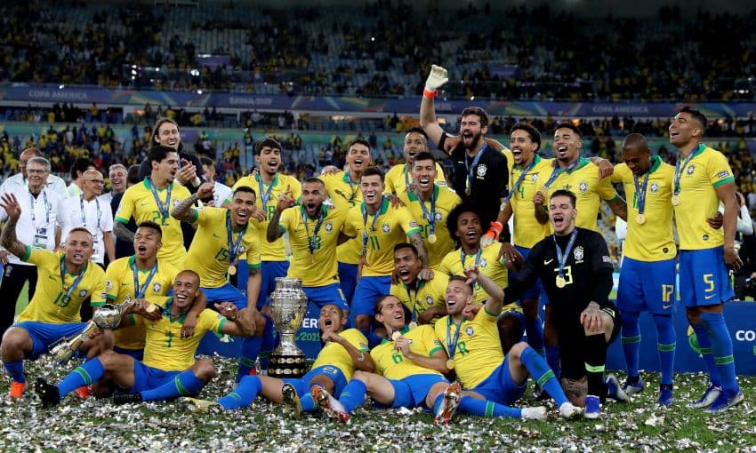 Brazil Celebrates winning the Copa America