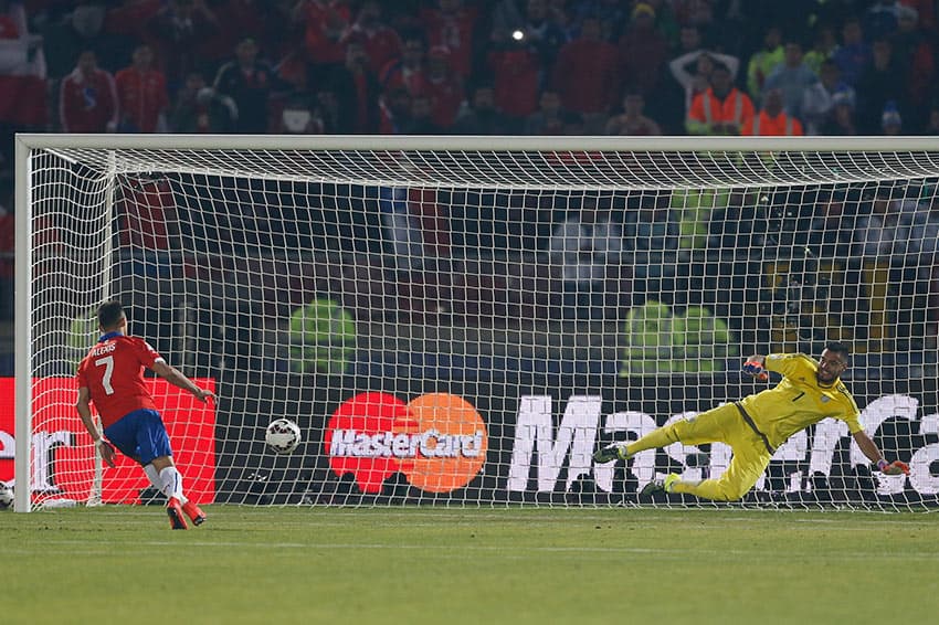 Alexis Sanchez scores a famous penalty for Chile