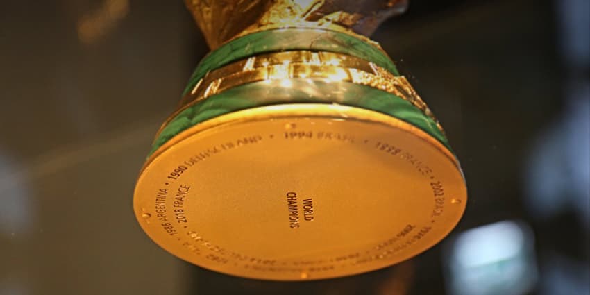 The FIFA World Cup Trophy on pitch